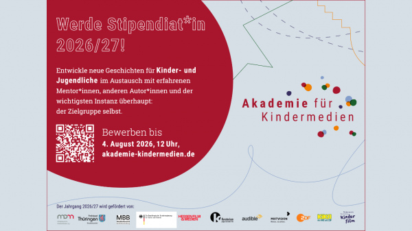 Bild zur News: Ausschreibung: Stipendiat*innenprogramm 2026/27 der Akademie für Kindermedien